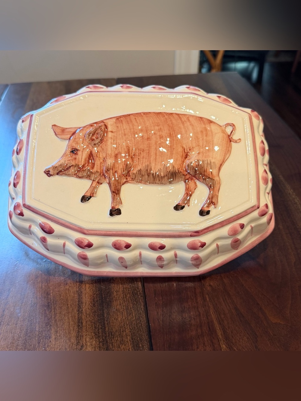 Vintage 70s Handpainted Hanging Pig Mold...Made in Italy 101/2 x 8"...Signed